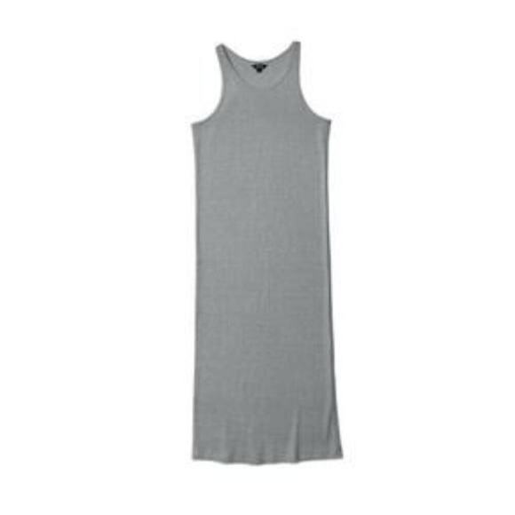 Allbirds S Tank Midi Dress Gray Ribbed Stretch Scoop Merino Wool Hemp Maxi NEW - Picture 1 of 9